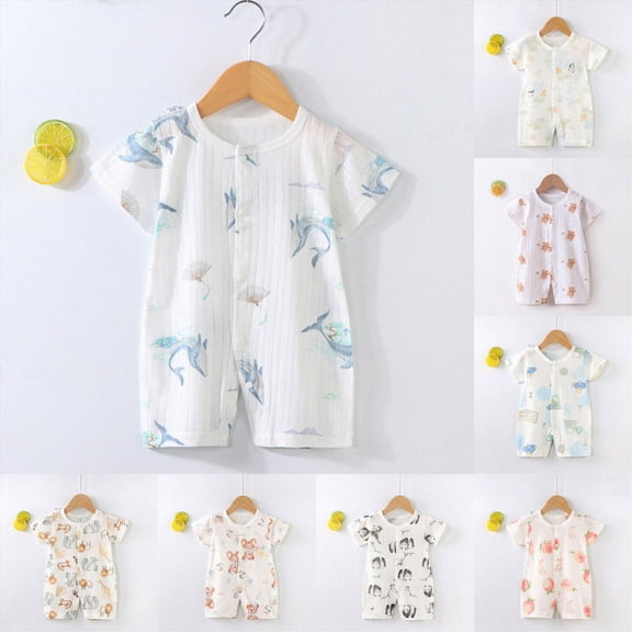 WUANDIXFA Unisex Baby Boy Girl Rompers 6 9 12 18 24 Months Short Sleeve Organic Cotton One Piece Jumpsuits Clothes,Light Blue,6-12 Months