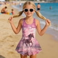 thumbnail image 4 of chaqlin Pink Cherry Blossom Horse Swimsuit Girl's One-Piece Swimsuits Sleeveless Swim Dress Tummy Control Tank Tops Flowy Skirt for Swimming,Water Sport,6-7Y, 4 of 7