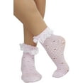 thumbnail image 5 of ToBeInStyle Womens Fancy Round Net Pattern Anklet Fashion Socks w/ Elegant Ruffle Trim - Baby Pink - One Size, 5 of 6