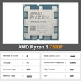 thumbnail image 3 of Procesador AMD Ryzen 5 7500F R5 7500F 3,7 GHz, 6 núcleos, 12 subprocesos, 5 nm, L3 = 32 M, 100-000000597, Socket AM5, NUEVO, pero sin disipador, 3 of 4