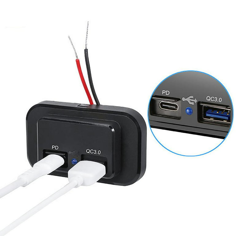 Tohuu 12v USB Outlet Automotive USB Port Panel Mount Dual Car Charger Female For Cars Bus RV Automotive Marine Truck Golf Cart Punch-Free opportune - Walmart.com