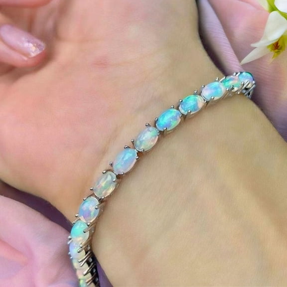 Opal Tenns Bracelet,Silver Charm Bracelet,Women Jewellery,Gift for Valentine