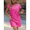 thumbnail image 4 of Women'S Summer Mini T Shirt Dress Casual Cap Sleeve Crewneck Loose Basic Short Beach Dresses Rose Red L, 4 of 8