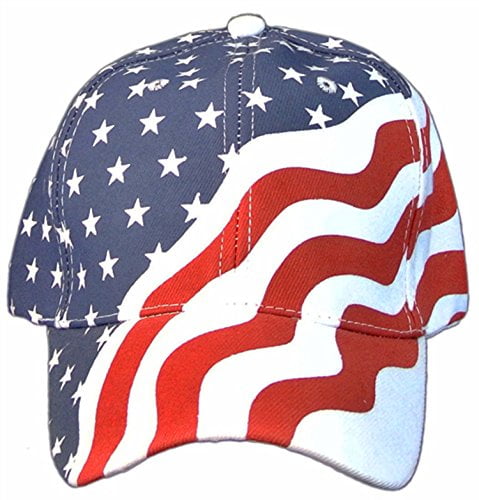Red American US Flag Flames Stream USA Patriotic Stars Baseball Ball Cap Hat 