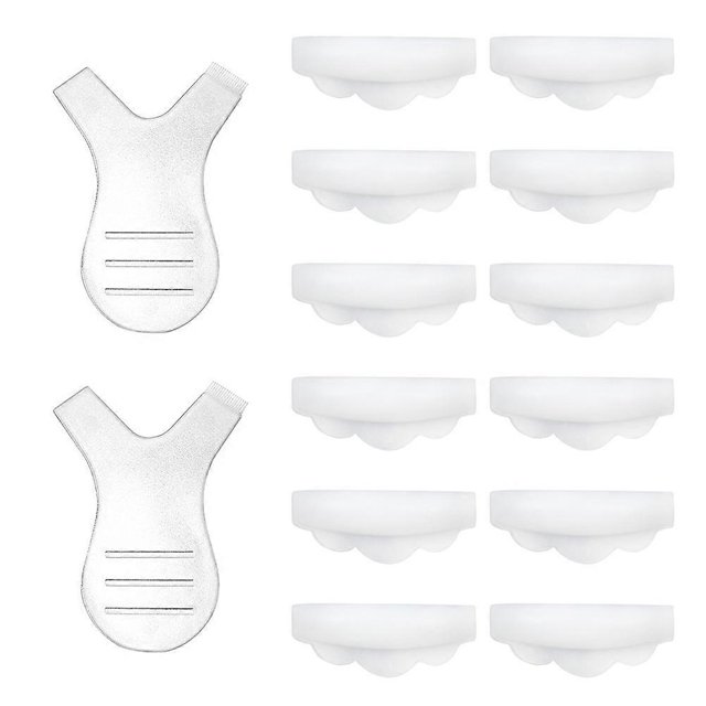 12pcs Silicone Eyelash Perming Curler Pads with 2 Y Shape Eyelash Brushes