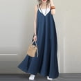 thumbnail image 2 of Fridja Robe Longue Ample Unie pour Femme à Col en V, Dos Ouvert, à Bretelles, Robe de Soirée, 2 of 9