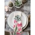 thumbnail image 2 of Pink Tulip Flower Cloth Napkins Set of 6 Reusable Dinner Napkins, Spring Floral Leaves Plants Retro Beige Cocktail Napkin Washable Table Napkins for Wedding/Holiday Party/Baby Shower 20"x20", 2 of 7