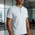 thumbnail image 4 of Gytharion Men's Henley Shirts Soild Color Crew Neck Short Sleeve Shirts Summer Casual Thin Tops, 4 of 7