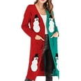 thumbnail image 2 of Women Leopard Print Long Cardigan Open Front Knit Sweater Outwear Coat with Pocket, 2 of 5