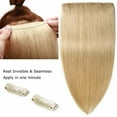 thumbnail image 3 of Benehair Clip One Piece Human Hair Extensions 100% Remy Hair Weft 3/4 Full Head Invisible Straight Blonde, 3 of 11