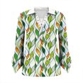 thumbnail image 7 of Viluyesy Lapel Collar T-Shirt for Womens 3/4 Sleeves Shirt Tops Comfortable Fashionable Relaxed Lapel Collar Petal Loose Blouse Green Size L, 7 of 7