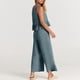 thumbnail image 5 of Conjunto de pantalones largos para mujer Conjunto de pantalones de 2 piezas de algodón con cuello redondo Conjunto de diario plisado, 5 of 7