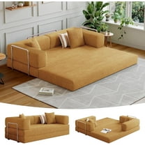CHORRO Convertible Sleeper Sofa Bed,Compressed Floor Boneless Couch,Modular Modern Corduroy Sofa for Living Room Bedroom,Easy Assembly(Yellow)78.8''