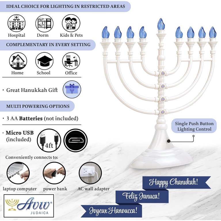 Aviv Judaica LED Electric Menorah with USB Charging photo 4