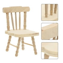 HOOWIFFY 3 Pcs Wooden Miniature Dollhouse Chairs Brown Furniture Decor Accessories