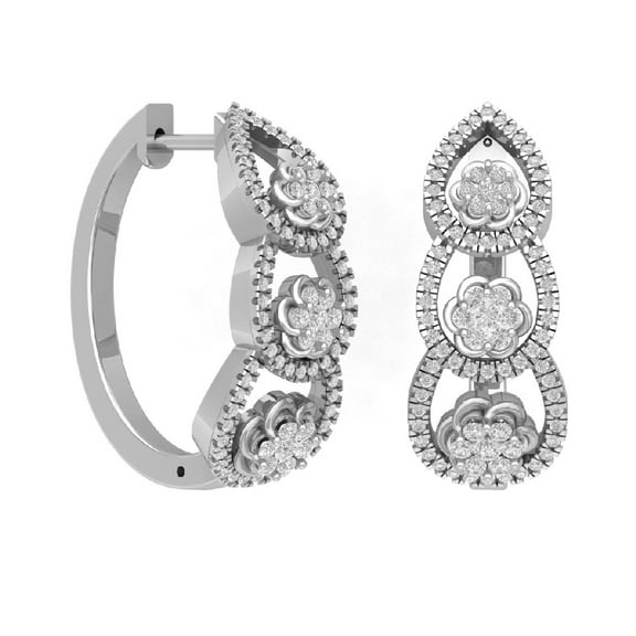 14K White Gold Diamond Hoop Earrings (1 cttw, I-J Color, I2-I3 Clarity)