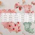 thumbnail image 3 of CAICJ98 Newborn Baby Girl Clothes Infant Summer Outfits Little Sister Ruffle Romper Strawberry Shorts Headband Set 0-18 Months Baby Clothes Girl (Pink,0-3 Months), 3 of 4