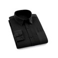 thumbnail image 2 of Camisa de vestir para hombre, manga larga, clásica, color sólido, ajustada, con botones Negro S, 2 of 6