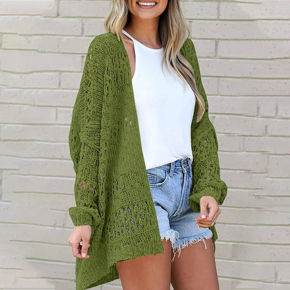 YUNAFFT Women's Tops, Jackets& Coat Clearance, Women's Fashion Sweater Coat Top V-neck Loose Hollow Out Long Sleeve Coat