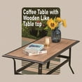 thumbnail image 4 of SUMMIT LIVING 7-Seat Outdoor Patio Furniture Set with 3-Seat Sofa, 2 Ottomans & Wood-Like Table for 6 Person, Black & Beige, 4 of 18