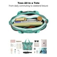 thumbnail image 4 of Tote Bag for Women - Green Christmas Baking Pattern Shoulder Bag - Large Utility Work Duffle Bag with Zipper Handbag for Travel, Work, Sprots, 4 of 5