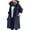 #01Navy, variant on Women Solid Color Hooded Trench Coat Mid Length Single Breasted Long Sleeve Outerwear Loose Casual Windbreaker Fashion Lightweight Overcoat Beige 3XL