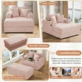 thumbnail image 6 of Wiilayok 54 inch Oversized Chaise Lounge Chair Indoor,Corduroy Upholstered Cloud Sleeper Chairs Sofa Couch with Ottoman,Cup Holder for Living Room, Apartment, Office, Pink, 6 of 9