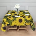 thumbnail image 3 of Black Green Stem Sunflower Pattern Square Tablecloth,Waterproof Square Table Cover,Wipeable Spillproof Washable Table Cover for Home Kitchen Party Decor 42"X42"(107x107cm), 3 of 6