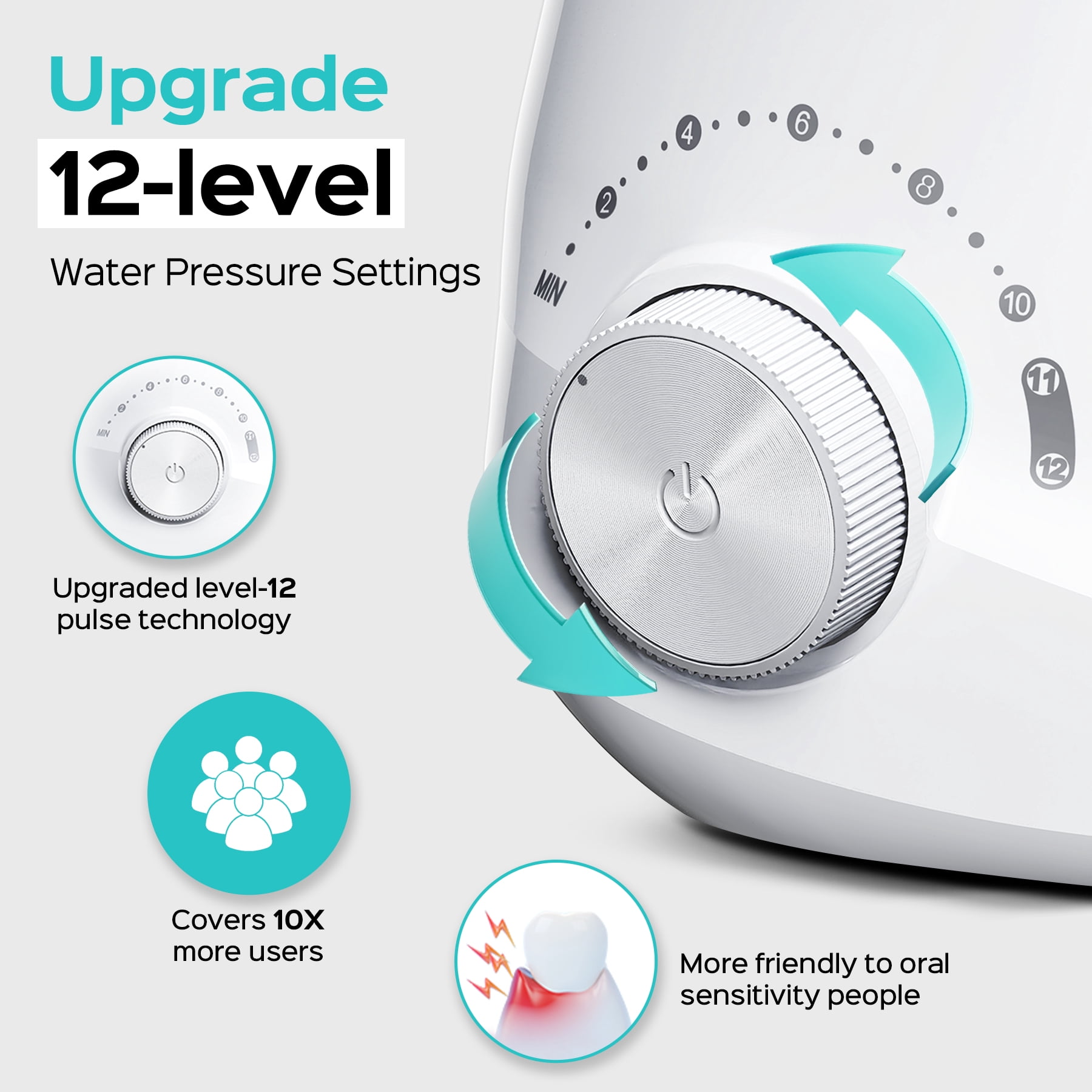COSLUS Water Flosser for Teeth,Water Dental Flosser Pick for Teeth Cleaning and Flossing,600ML,12 Pressure Settings,for Family