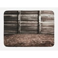 thumbnail image 1 of Rustic Bath Mat, Aged Cracked Striped Oak Boarded Plank Wall Background and Dated Brick Floor Picture, Non-Slip Plush Mat Bathroom Kitchen Laundry Room Decor, 29.5 X 17.5 Inches, Brown, Ambesonne, 1 of 2