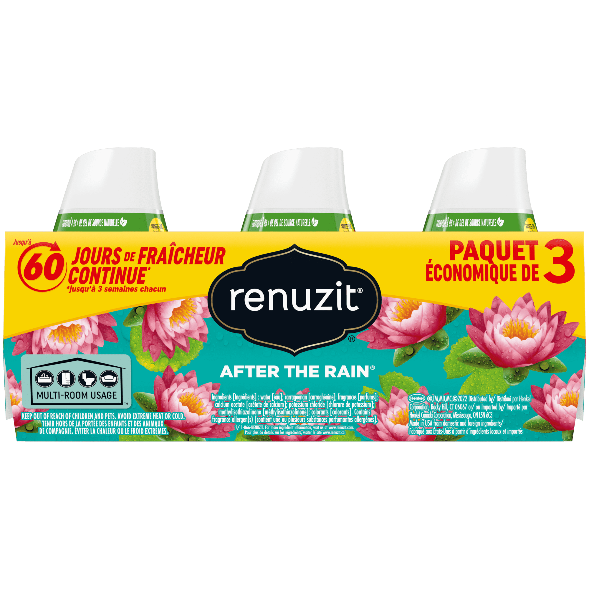 Renuzit Gel Air Freshener, After the Rain, 7.0 Ounce, 3 Count