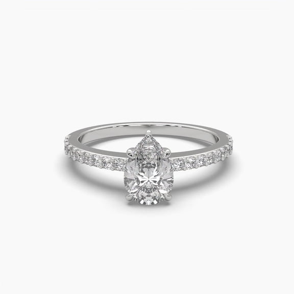 Pear Cut Moissanite 18k Petite Pave Ring