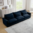 thumbnail image 3 of 122" Deep Seat Comfy Living Sofas with 3 Waist Pillows, 3 Seater Deep Seat Couches for Living Room, Blue Corduroy, 3 of 9