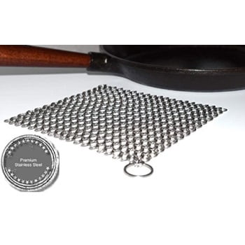 scrubber chainmail multiuse casserole wok scraper skillet cleaner bbq tray grill pan iron stainless cast steel