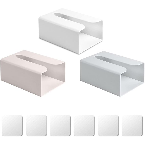 Caja de plástico autoadhesiva montada en la pared, dispensador de toallas de papel, caja de pañuelos montada en la pared, caja de almacenamiento de pañuelos adecuada para oficina, dormitorio, baño Feliz Sencillez