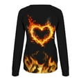 thumbnail image 4 of Penkiiy 3D Flame Printing Pullover for Women Women's Round Neck Flame Printed Loose Sweatshirt Long Sleeve Plunge Sleeve Top Sweatshirt, 4 of 6