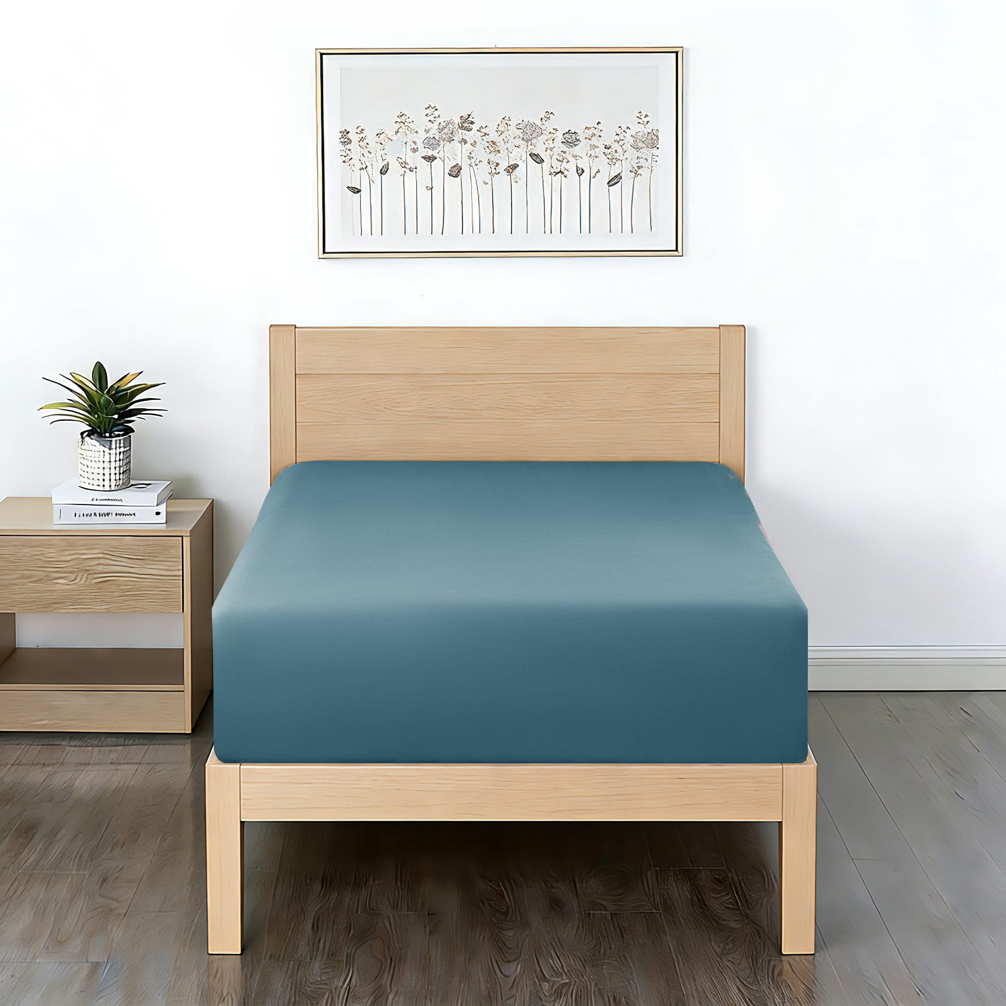 Mainstays Super Soft Microfiber 2-Pack Fitted Sheets, Cool Blue Water/Olive Green, Twin-XL