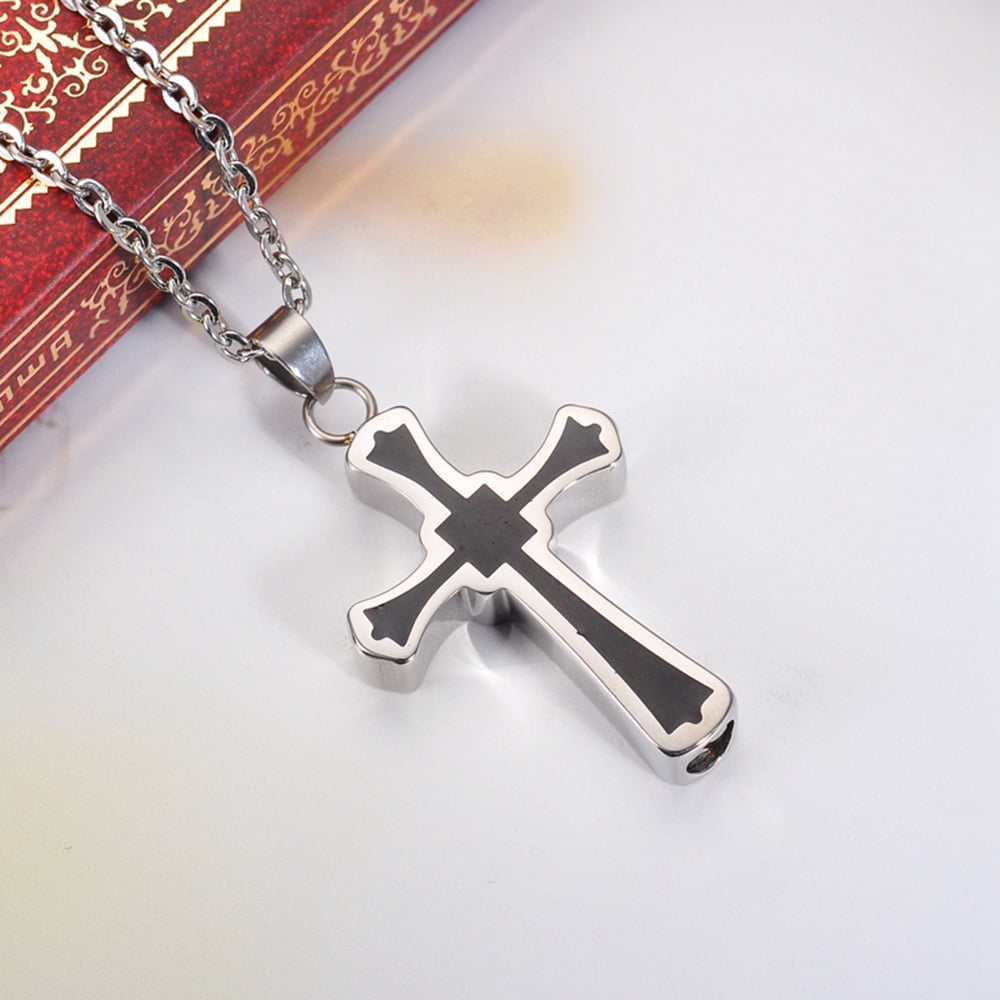 New Cross Cremation Urn Pet Ash Holder Memorial Container Pendant Necklace 