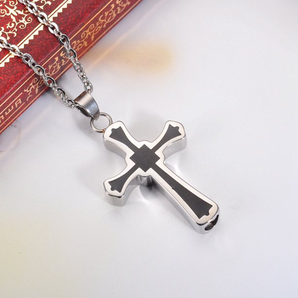 Aromita New Black Cross Cremation Jewelry Pendant Keepsake Ashes