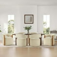 thumbnail image 4 of Spruce & Spring Upholstered Dining Chair with Wooden Armrests and Rolling Casters Single, Beige Sand, 4 of 14