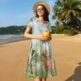 thumbnail image 4 of Balery Watercolor African Animals Wildlife Vestidos sueltos de manga corta para mujer, vestidos de verano 2025, vestidos casuales de corte A con vuelo., 4 of 6