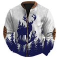 thumbnail image 4 of Telankuip Zipper up Christmas Sweatshirts for Men Fashion Xmas Graphic Print Full Zip Sweatshirt Jackets Long Sleeve Patch Stand Collar Loose Fall Winter Warm Pullover Tops Blue L, 4 of 4