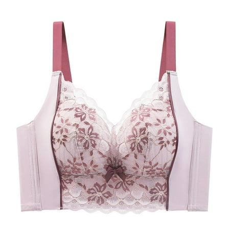BXJX Lace Bras for Women Clearance Push-up Adjustable Wireless Comfortable Bra Daily Underwear Bralette Pink Size M