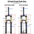 Bike Suspension Forks by BOLANY, Aluminum Alloy Quick Release/Barrel Axle, 20/24 Inch Shoulder