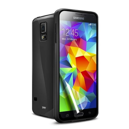 Samsung Galaxy S5 Case, [Black] Slim & Flexible Anti-shock Crystal Silicone Protective TPU Gel Skin Case