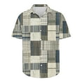 thumbnail image 4 of SSAAVKUY Deals Mens Front Pocket Hawaiian Shirts Casual Vintage Plaid Shirts Short Sleeve Button Down Beach Tropical Shirts Multicolor 8, 4 of 4