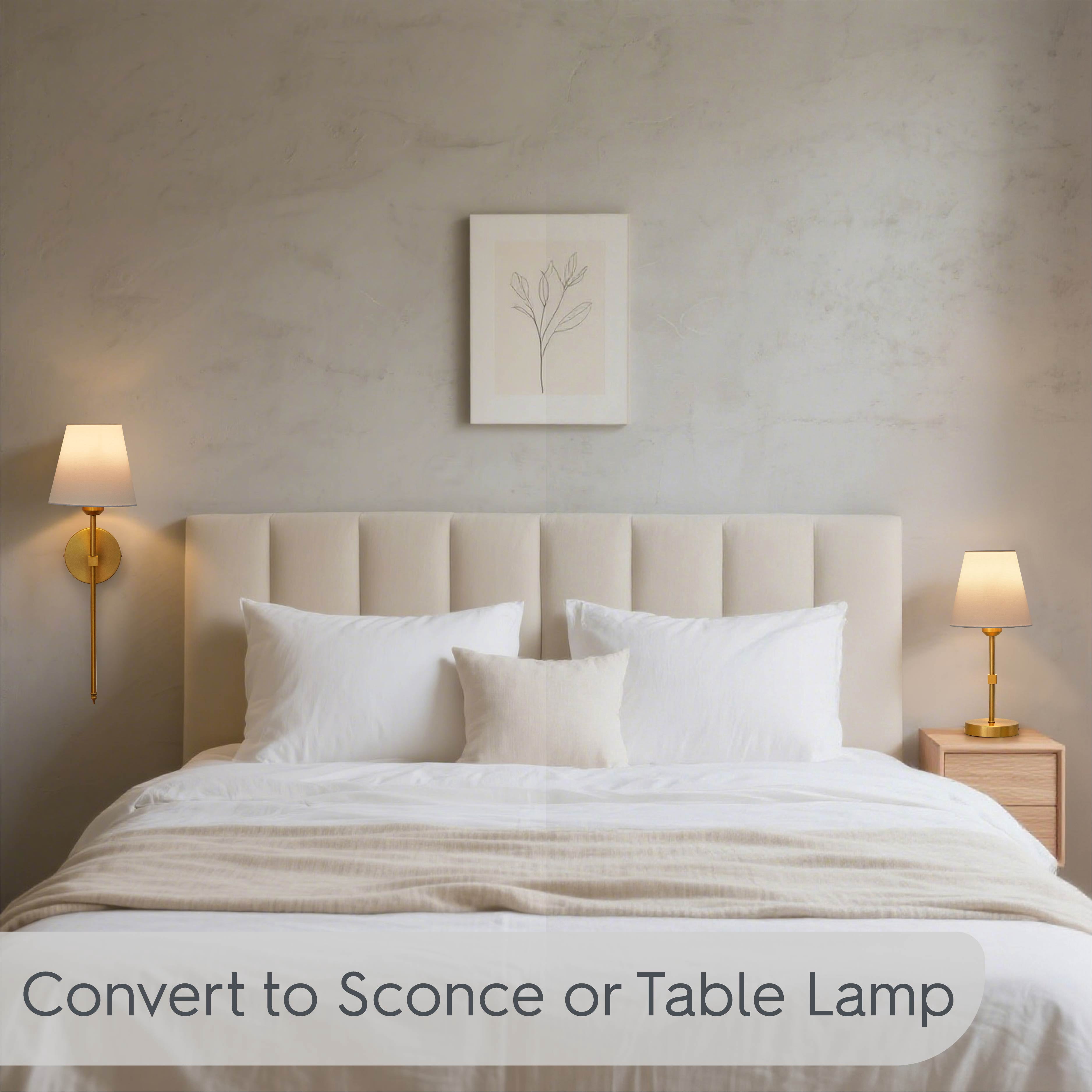 Better Homes & Gardens Contemporary Indoor 2-Pack Convertible LED Sconce Table Lamp, Gold