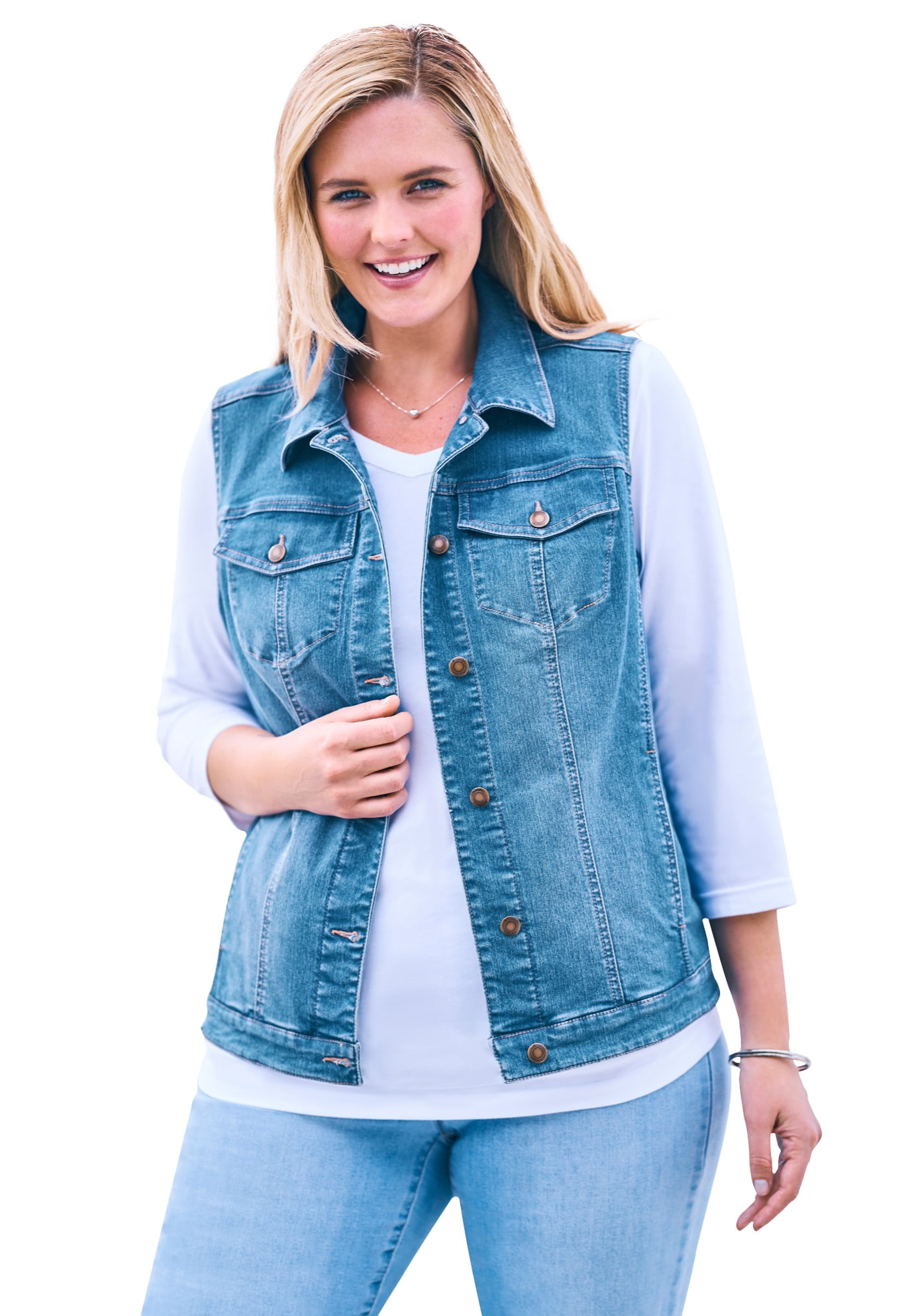 Woman Within Woman Within Women's Plus Size Stretch Denim Vest