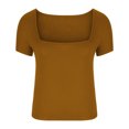 thumbnail image 4 of Njoeus Womens Short Sleeve Wide Neck T Shirts Slim-Fitted Basic Tee Tops Blouse, 4 of 4