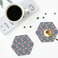 thumbnail image 4 of Honeii Popcorn print Leather Coaster Set of 4, ideal for safeguarding your furniture from drinks spills and effortless cleanup-Hexagon, 4 of 6